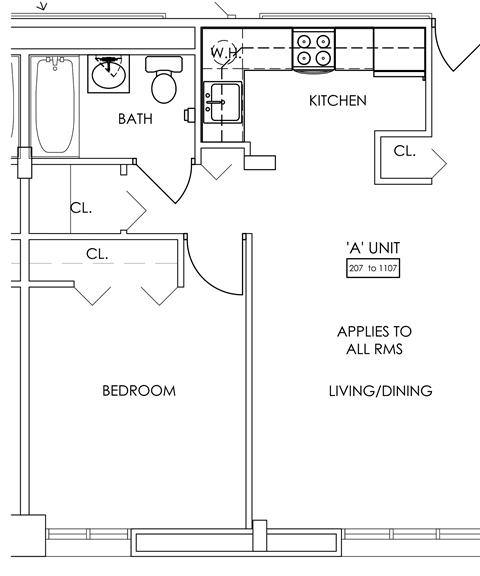 one-bed, one-bath, 578 square foot senior apartment for rent at Riverview Manor in Buffalo, NY
